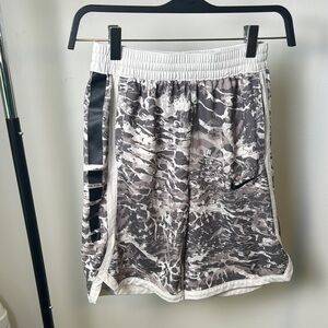 Boy's Gray Nike Gray and White Athletic Basketball Shorts w/ Elastic Waistband L